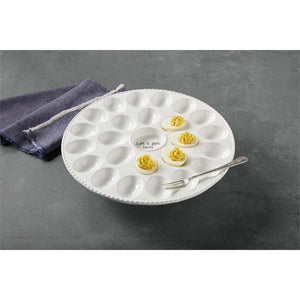 Mud Pie Home Circa Collection LETS GET LAID Pedestal Deviled Egg and Fork Serving Set