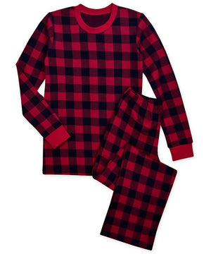 Sara's Prints Red Black Buffalo Check Wms Mens Christmas Winter Pajamas 2 Pc Set