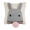 8" Sq Mini Gray Easter Bunny Hooked Wool Style Decor Throw Pillow Accent