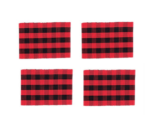 Red and Black Buffalo Farmhouse Check Rectangle Placemats Set of 4