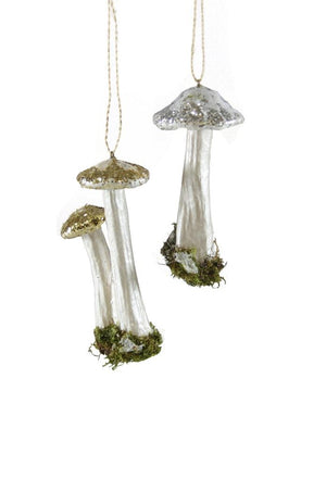 Cody Foster 4" Woodland Fairy Toadstool Mushroom Gold Silver Foil Christmas Ornament Set of 2