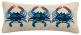 American Blue Crab Claw Nautical Wool Hook Decor Pillow 8" x 20"