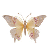 Kurt Adler 9.5" Cream Gold and Pink Lace Butterfly Clip-On Christmas Ornament