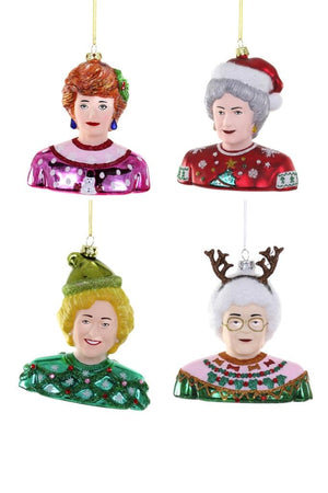 Cody Foster GOLDEN GIRLS TV Show Ugly Sweater Christmas Glass Ornament Set of 4