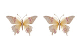 Kurt Adler 9.5" Cream Gold and Pink Lace Butterfly Clip-On Christmas Ornament Set of 2