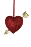 Cody Foster Red Glitter Heart with Gold Cupid Arrow Heart Valentine Ornament