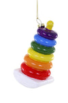 Cody Foster FP Fisher Price 70's Retro Toy Stacking Ring Glass Ornament