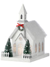 11.5" White Paper Putz Village Country Church w/ LED Light on Timer