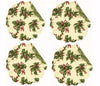 C & F Quilted Products April Cornell Christmas Holly Cream Quilted Round Reversible Placemat-Set of 4