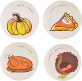 Mud Pie Home Thanksgiving Dinner Feast Melamine Salad Dessert Plate Set of 4