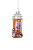 Cody Foster CHILL PILLS Prescription Pill Bottle Glass Christmas Ornament