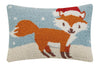 Fox in Santa Hat Christmas Hook Wool Throw Pillow 8" x 12"