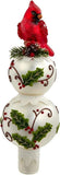 12" Stacked Baubles with Holly Cardinal Glass Christmas Tree Topper