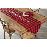 Mud Pie Red Black Buffalo Check Quilted Christma Table Runner 18" x 72"