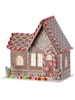 8.5" Paper Putz Gingerbread Christmas Village House w/LED Light on Timer