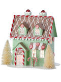 10" Paper Putz Minty Gingerbread Christmas Village House w/LED Light on Timer