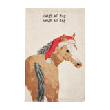 Mud Pie Home Farmhouse Horse Farm Watercolor Christmas Painted Kitchen Towel