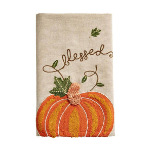 Mud Pie Home BLESSED Embroidered Thanksgiving Pumpkin Kitchen Hand Towel