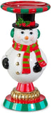 RAZ 9" Tall Retro Snowman Christmas Pillar Candle Pedestal Stand