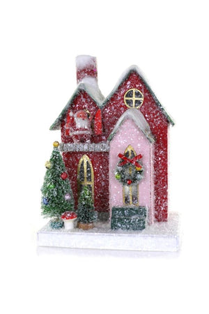 Cody Foster 7.25" Red and Pink Petite Christmas Village Chateau House with Santa