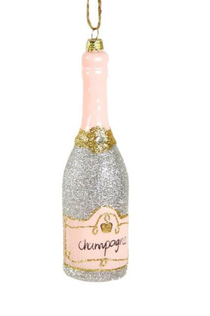 Cody Foster Bottle of Bubbly Champagne Silver Glittered Christmas Glass Ornament