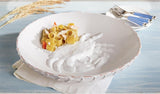 Mud Pie Home PASTABILITIES Circa Collection White Pasta Large Serving Bowl Fork Set