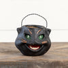 Ragon House Retro Paper Mache Style Primitive Black Cat Head Halloween Candy Bucket