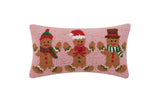 Gingerbread Men Christmas Cookie Trio Hooked Wool 9" x 16" Pillow