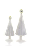 Cody Foster 6"-8" Tall White Pleated Glass Christmas Tree with Gold Top Set of 2