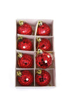 Cody Foster 1.5" Mini Mirror Disco Ball Glass Christmas Retro Ornaments 8 Piece Set Red