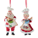 Mr and Mrs Santa Claus Holiday Baking Christmas Ornament Set of 2