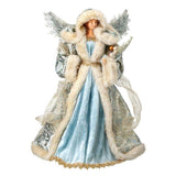 17" Tall Light Blue White and Silver Winter Christmas Tree Angel