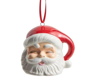 RAZ 3.5" Red Retro Winking Santa Mug Christmas Ornament