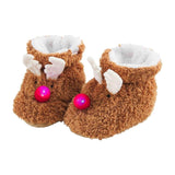 Mud Pie Kids Fuzzy Plush Reindeer Light Up Baby Boys Girls Christmas Slippers