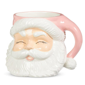 RAZ 7.5" Pink Winking Santa Claus Mug Style Candy Plant Container