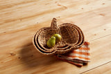 Mud Pie Home Woven Hyacinth Pumpkin Shaped Autumn Basket Bowl Tray Set of 3