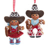 Gingerbread Boy Girl Cowboy Cowgirl Western Christmas Ornament Set of 2