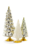 Cody Foster 4"-6.75" Tall Matte and Mirror Glass Christmas Village Tree Set of 3 Ivory