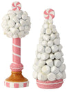 8.5" Marshmallow and Gingerbread Pink Sweet Candy Christmas Tree Topiary Figure Set of 2