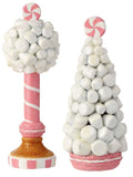 8.5" Marshmallow and Gingerbread Pink Sweet Candy Christmas Tree Topiary Figure Set of 2