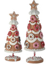 11-14" Iced Gingerbread and Donuts Christmas Village Tree Set of 2