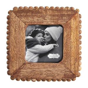 Mud Pie Home Natural Wood Beaded Edge Square Picture Frame Small Size