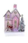 Cody Foster Petite Pink and Purple Cottage with Deer Putz Paper Village House