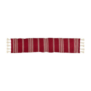 Mud Pie Home Christmas Red Stripe Ponchaa Woven Table Runner 18" by 90" Long
