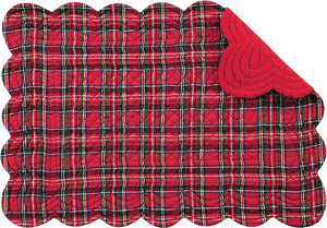 C & F Quilted Products Red Tartan Plaid Reversible Christmas Rectangle Holiday Placemat