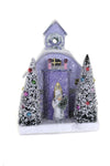 Cody Foster 8.5" Lavender Purple Petite Christmas Village House with Santa