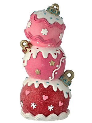 11" Tall Stacked Triple Iced Candy Baubles Christmas Village Figure