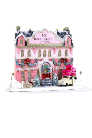 Cody Foster 14" The Royal George Hotel Pink Hue Stately Christmas Village House