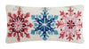 Pink Blue Snowflakes Winter Hook Wool Throw Pillow 9" x 18"