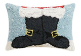 Santa's Boots Christmas Hooked Wool 8" x 12" Accent Pillow